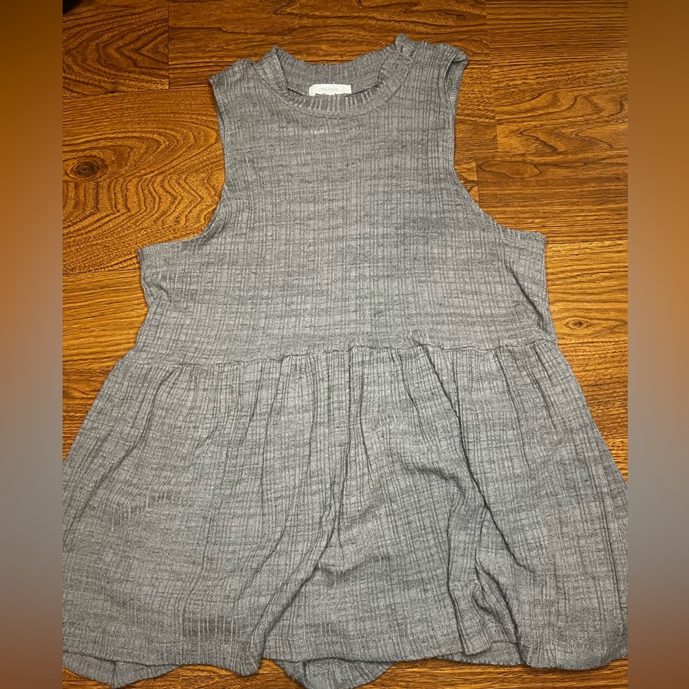 Gray peplum mockneck tank